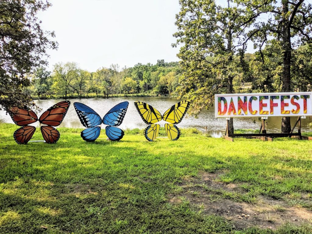 Giant butterflies at one of the music festivals