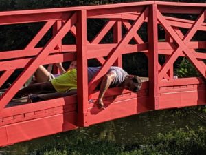 Marcus painting the red bridge