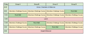 Sample schedule for Total Wildwood Challenge