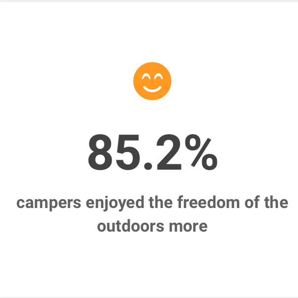 85% of campers enjoyed the freedom of the outdoors more 